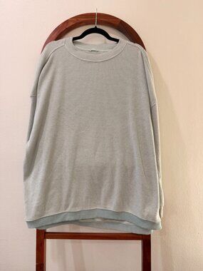 Aerie Women's Oversized Waffle Crewneck Pullover Light Blue (ish) Size L